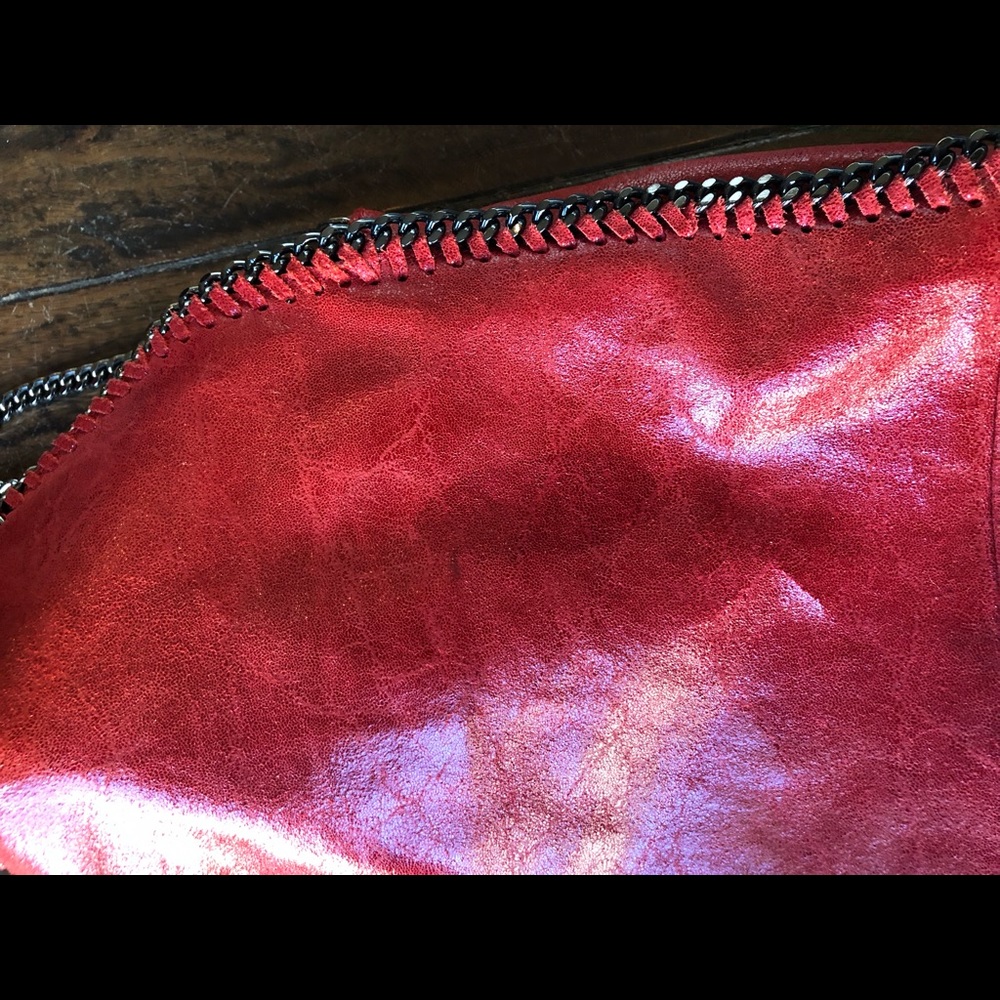 Red leather and chain bag. Similar to a Stella.